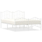 Letto matrimoniale | Letto per adulti | Giroletto con Testiera e Pediera Metallo Bianco 135x190 cm