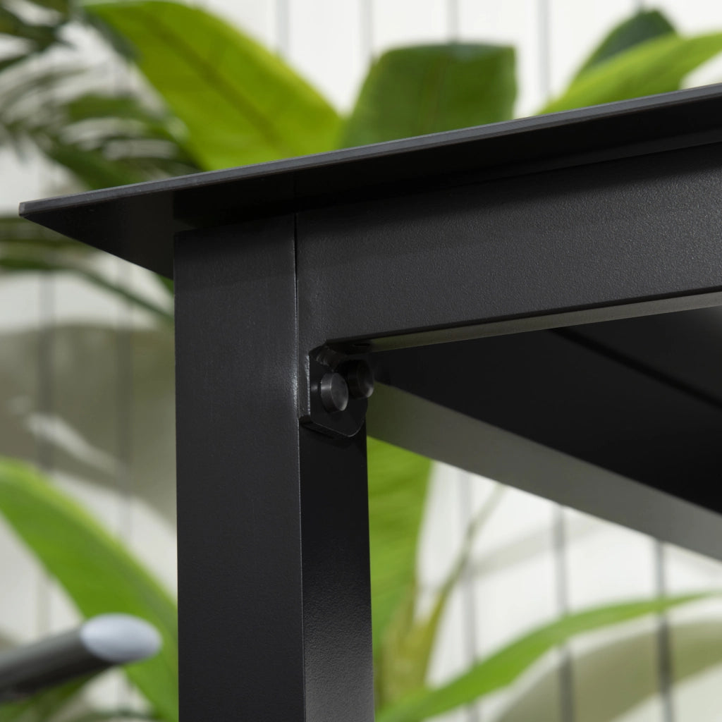 Tavolo da Giardino Quadrato 4 Posti ¨C MINIMAL ¨C Alluminio Nero, Vetro, 80x80x74 cm