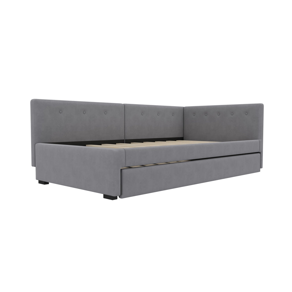 Letto singolo con roll-out in velluto 90x200 cm