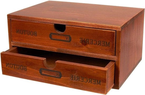 Scatola per carico in legno con 2 contenitori in stile vintage francese - marrone - 25 x 18 x 13 cm Blocco di carico