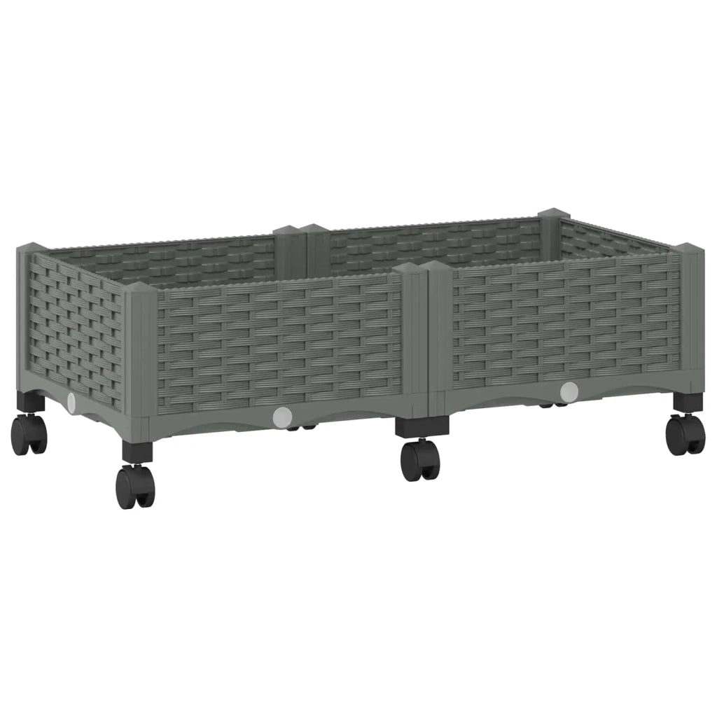 Vaso da Giardino con Ruote Grigio Chiaro 80 x 40 x 33 cm PP 3422957