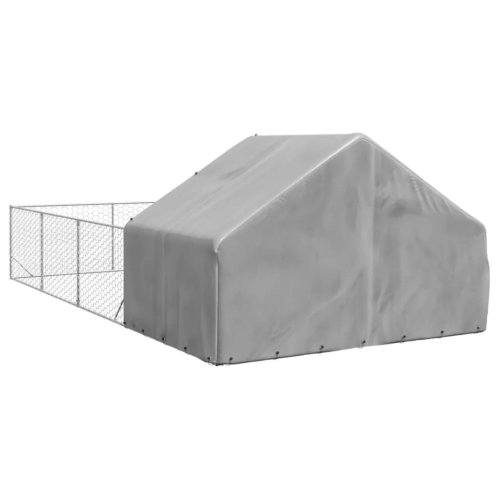 vidaXL Cuccia per Cani da Esterno con Recinto 7x3x1,9m Acciaio Zincato