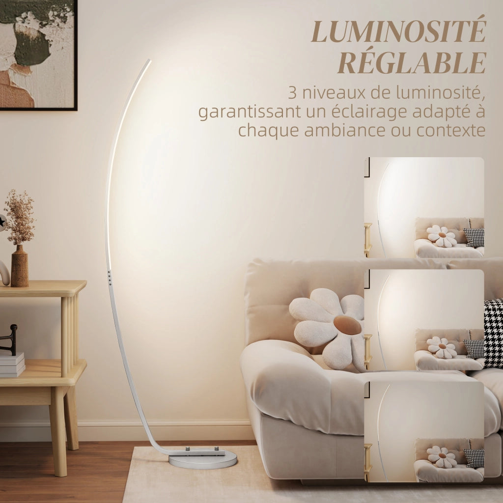 Lampada da terra LED moderna ¨C zephmum ¨C argento, 3 livelli luminosit¨¤