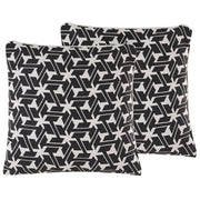Set di 2 cuscini decorativi in cotone bianco e nero 45 x 45 cm federe rimovibili con imbottitura in poliestere