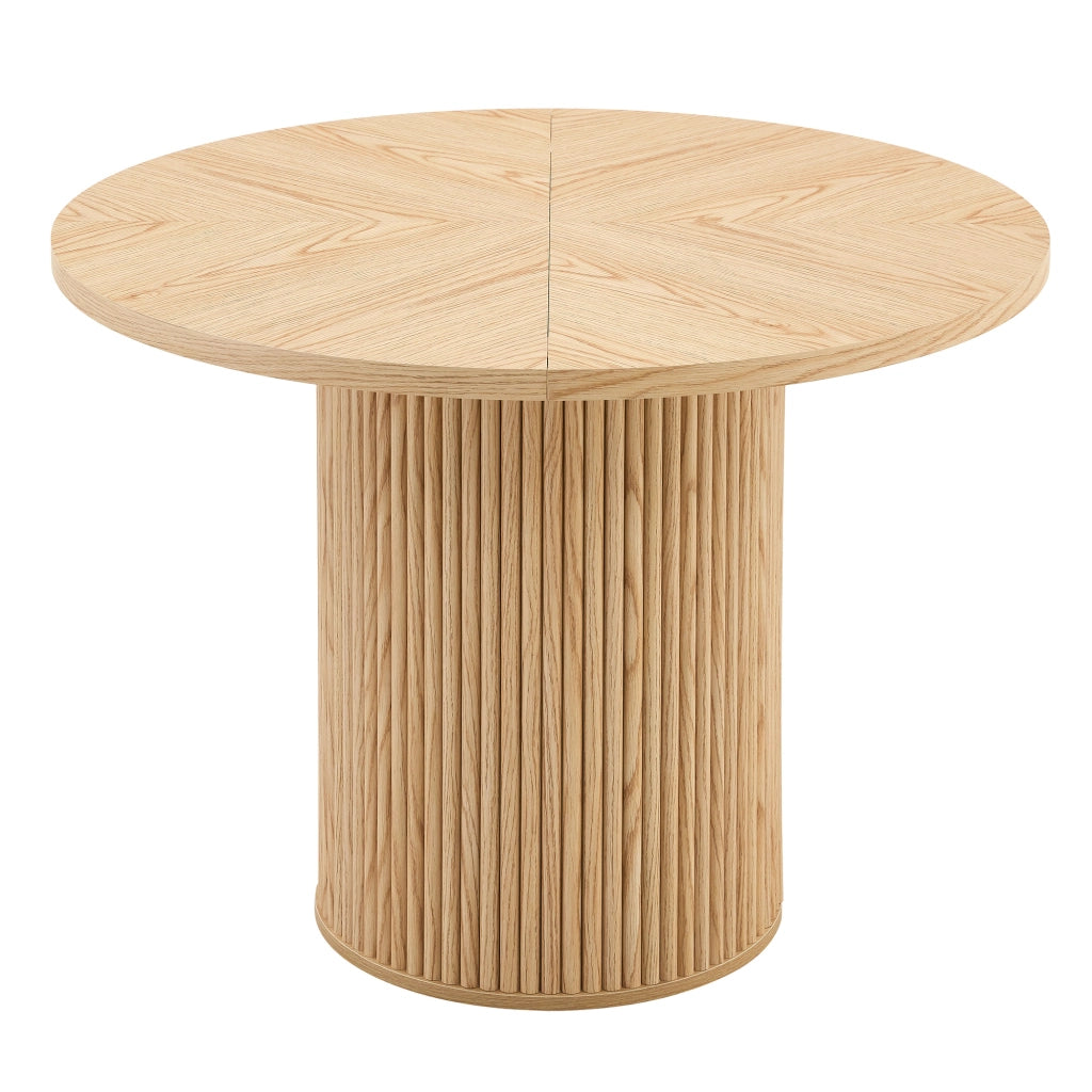 Tavolo da pranzo rotondo in MDF con piano a 4 segmenti e base cilindrica in metallo, per sala da pranzo, 100 cm