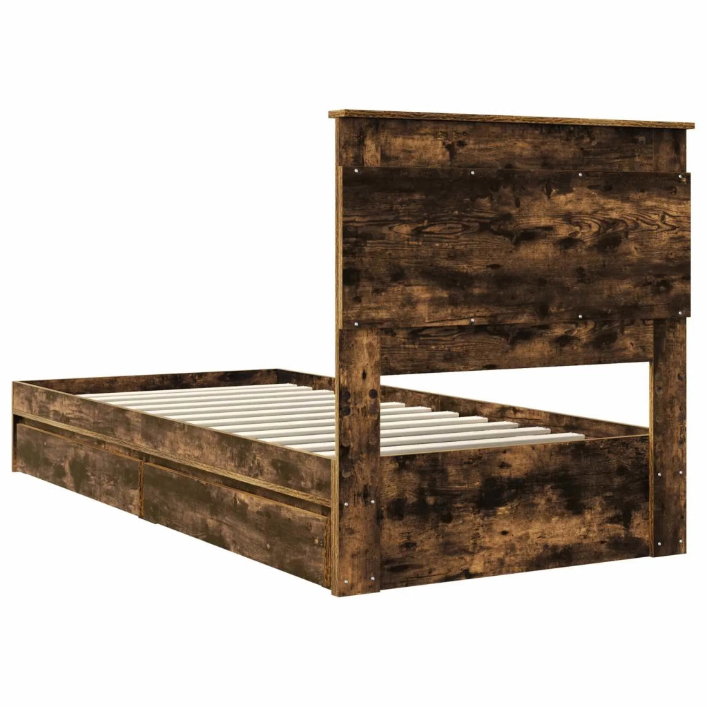 Letto con Contenitore con testiera Rovere fumé 100 x 200 cm