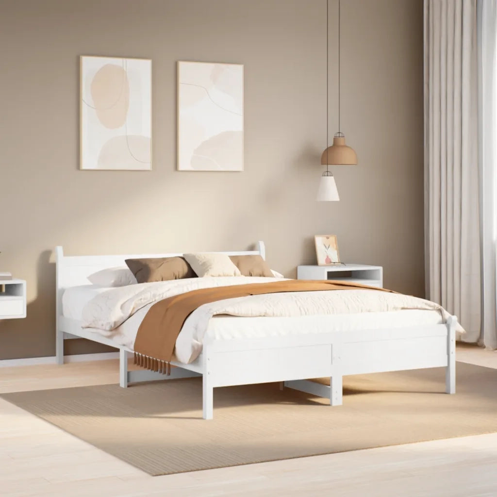 vidaXL Letto senza Materasso Bianco 140x200 cm Legno Massello di Pino