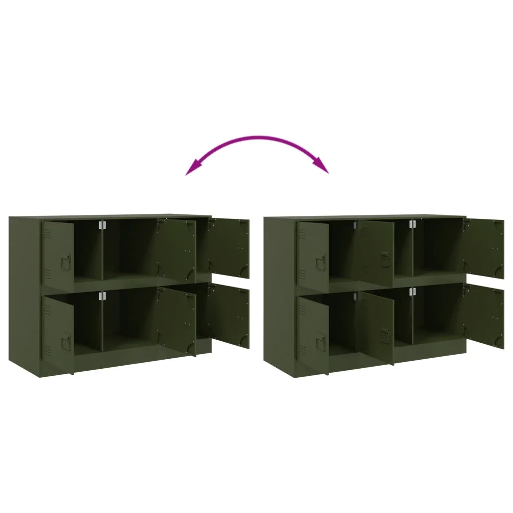 Credenza | Madia | Buffet da pranzo | Armadio da pranzo Verde Oliva 99x39x73 cm in Acciaio