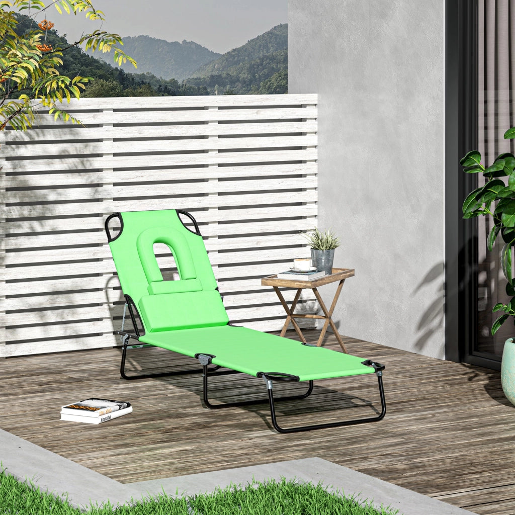 Lettino Sdraio Pieghevole 187x58x36 cm in Acciaio e Tessuto Oxford Verde
