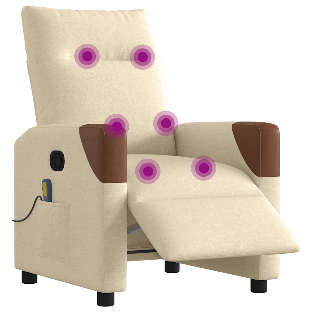 Poltrona Reclinabile Massaggiante Elettrica Crema in Tessuto 3324002