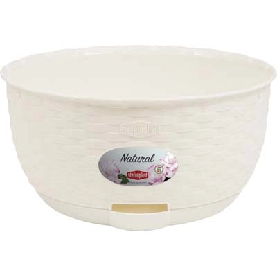 CIOTOLA RATTAN NATURAL STEFANPLAST - PP BIANCO CM 30 H.CM 14,5- 2 pezzi