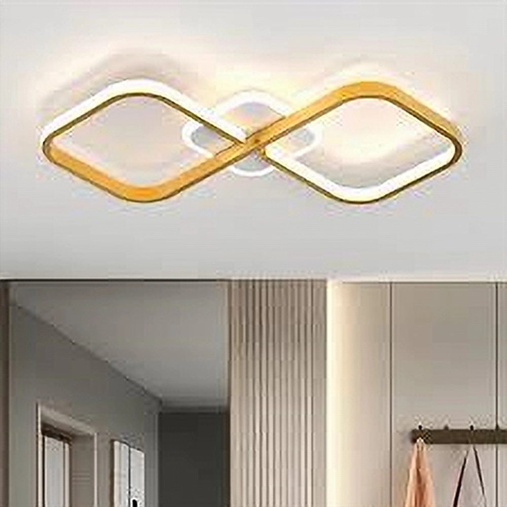 Trade Shop - Plafoniera Led 20w Intrecciato Quadrato Oro Da Soffitto Moderno Luce 6500k 71309 -