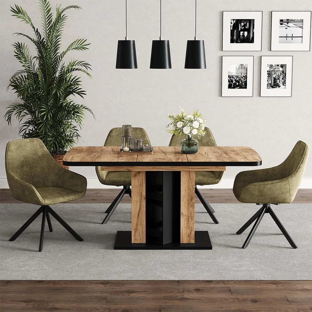 tavolo da pranzo allungabile Fenaro, Quercia dorata, 120 x 80 cm, allungabile con estrazione sincronizzata per lunghezza tavolo variabile
