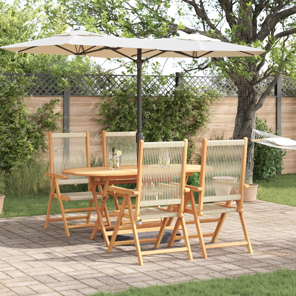 Set da pranzo da giardino  5 pezzi Beige in legno massello di acacia e poly rattan