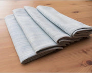 Tavoli placche, 4 pezzi, lino naturale, lino base, lino soffice, tavolo da pranzo, sabbia blu (Serenity Blue)