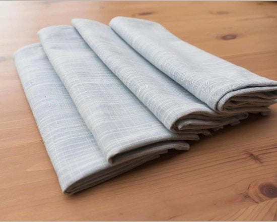 Tavoli placche, 4 pezzi, lino naturale, lino base, lino soffice, tavolo da pranzo, sabbia blu (Serenity Blue)