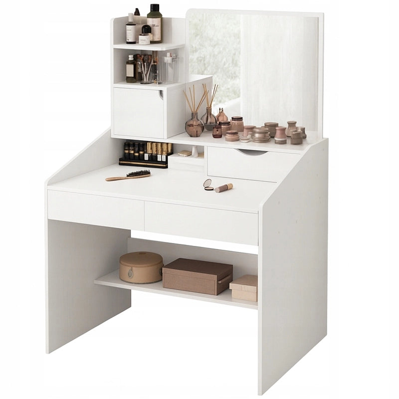 Grande toeletta bianca con specchio per il trucco, stile scandinavo