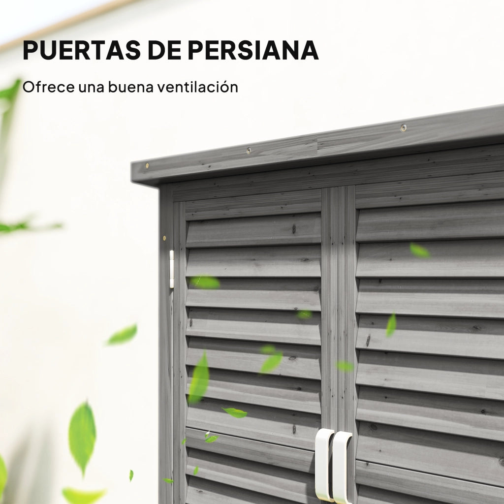 Casetta da Giardino in Legno con Ripiani ¨C Zephmum ¨C Grigio 87x46.5x96.5 cm