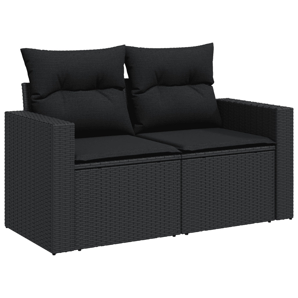 Set Divani da Giardino 4 pz con Cuscini Nero in Polyrattan 3218655