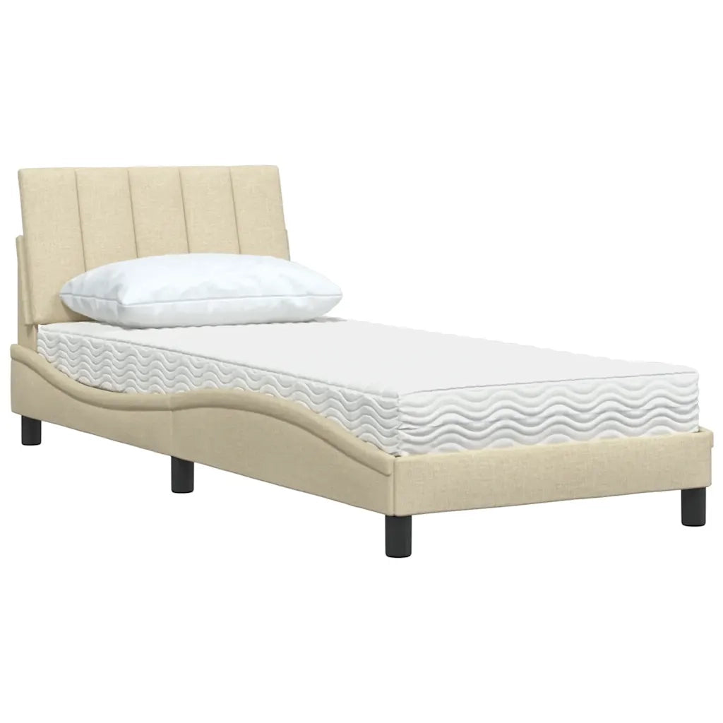 Letto con Materasso Hanko Crema 90x190 cm in Tessuto 3310501