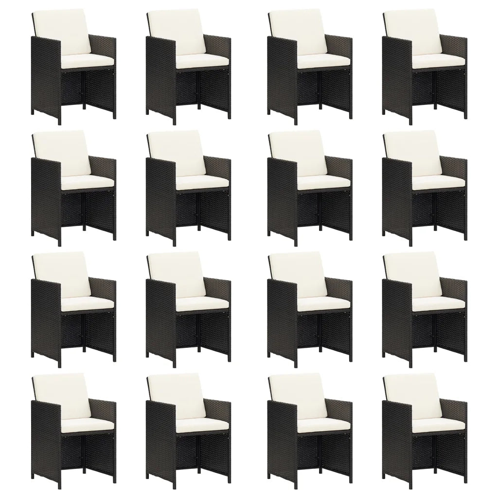 Set da Pranzo da Giardino 21 pz con Cuscini in Polyrattan Nero 3095684
