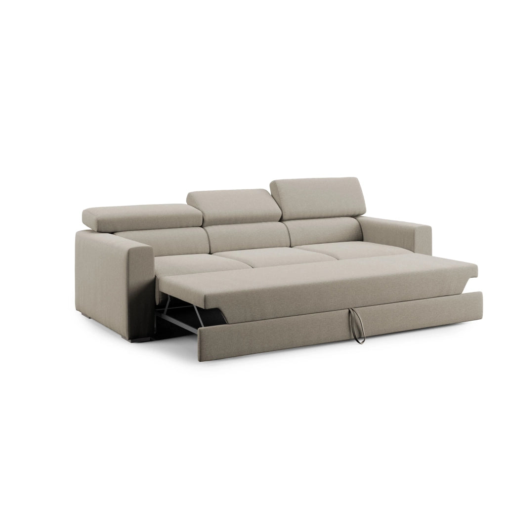 Dylan Divano a 3 sedute con estraibile a cassettone in tessuto simil cotone impermeabile T13 240 cm panna