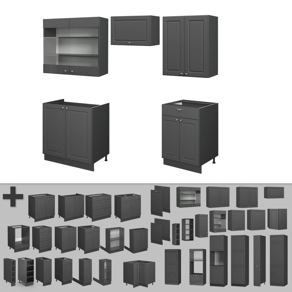 Cucina componibile Fame-Line Oro-antracite rustico/Antracite 200 cm, PL Antracite Vicco