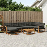 Set di divani da esterno con cuscino 9 pcs Naturale e Nero