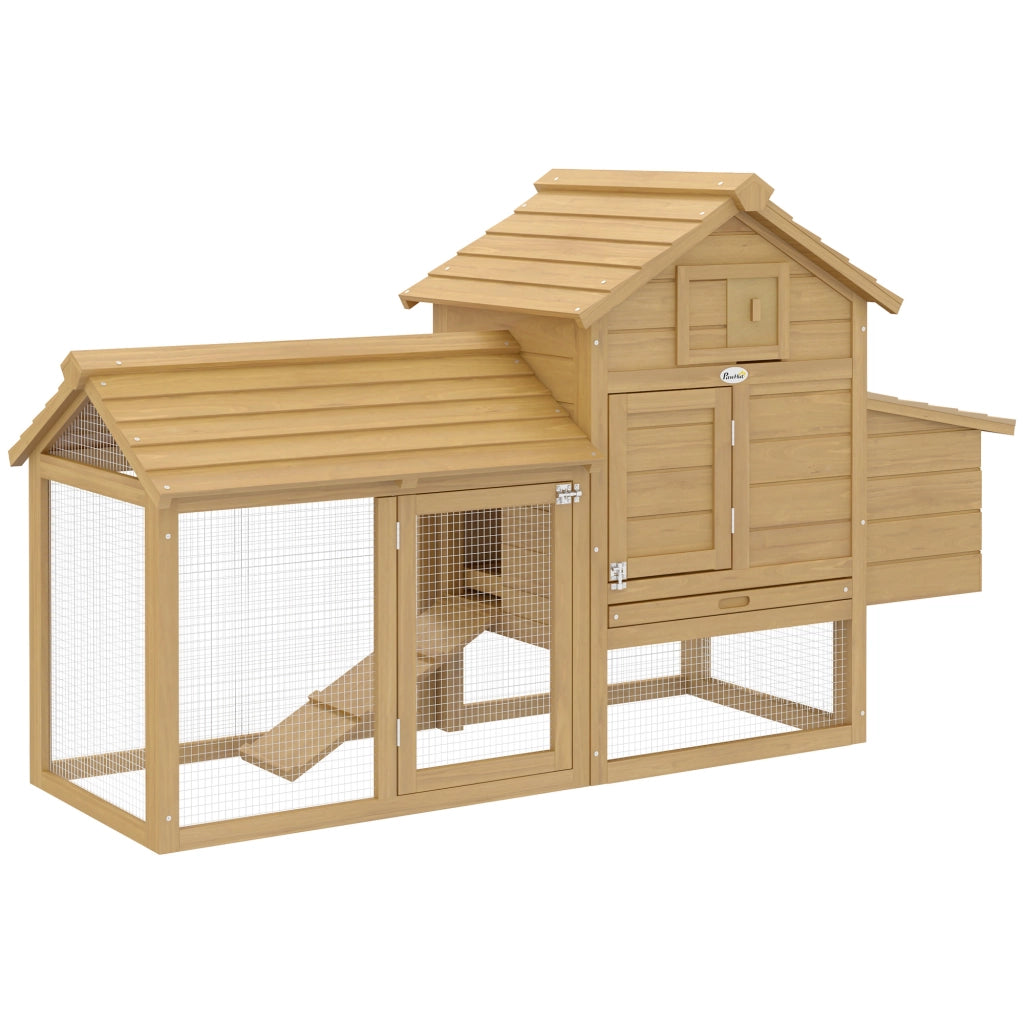 Pollaio in Legno per 2 Galline con Recinzione e Nido ¨C zephmum ¨C 151.5x54x87cm