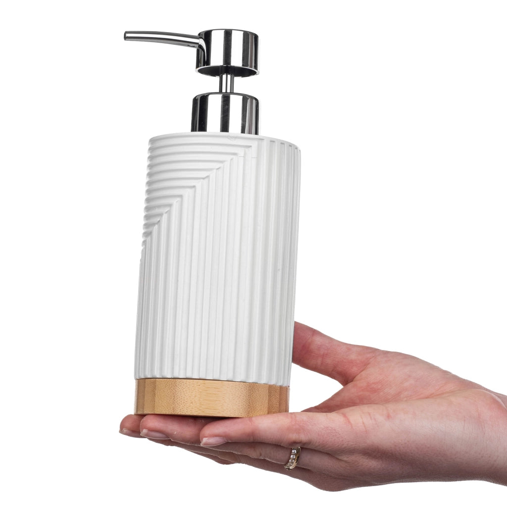 Set da bagno KADAX con dispenser di sapone liquido e bicchiere da bagno, colore bianco.