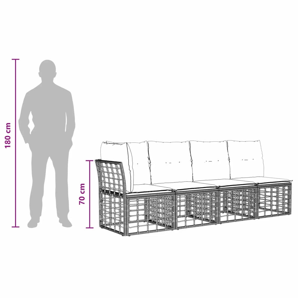 Set Divano da Giardino 9 pz Nero e Grigio scuro polyrattan 3437849