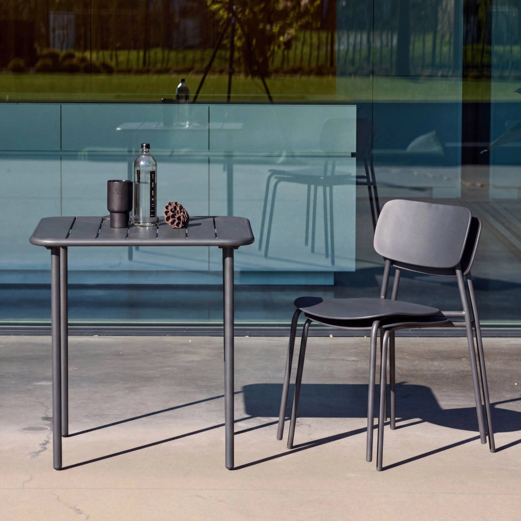 Set tavolo da giardino in metallo con 2 sedie, antracite