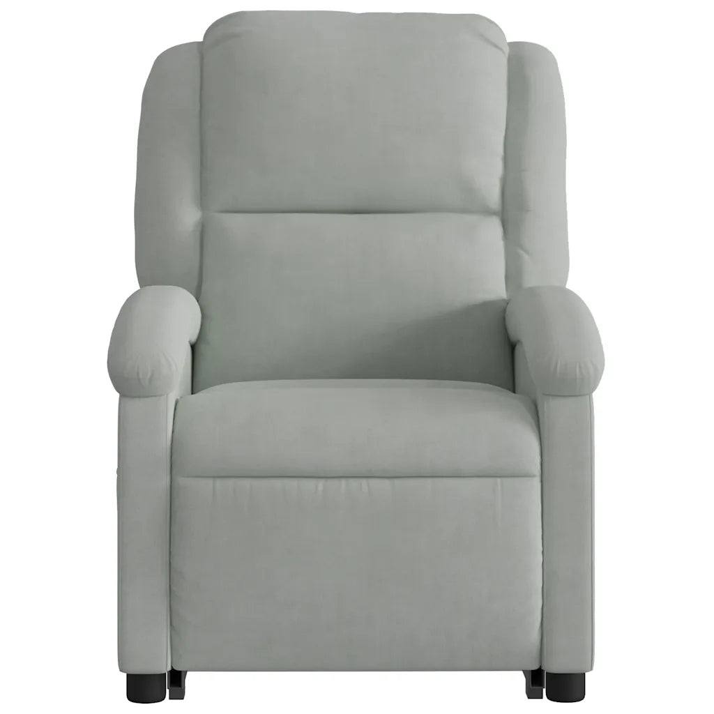 Poltrona Alzapersona Reclinabile Grigio Chiaro in Velluto 3204300
