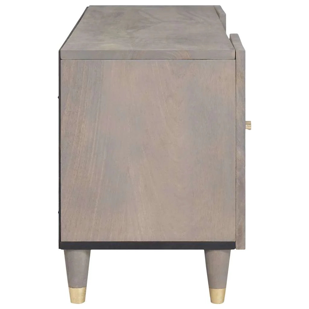 Mobile TV dal design moderno con spazio interno 105 x 33 x 46 cm legno massello di mango grigio 02_0057880