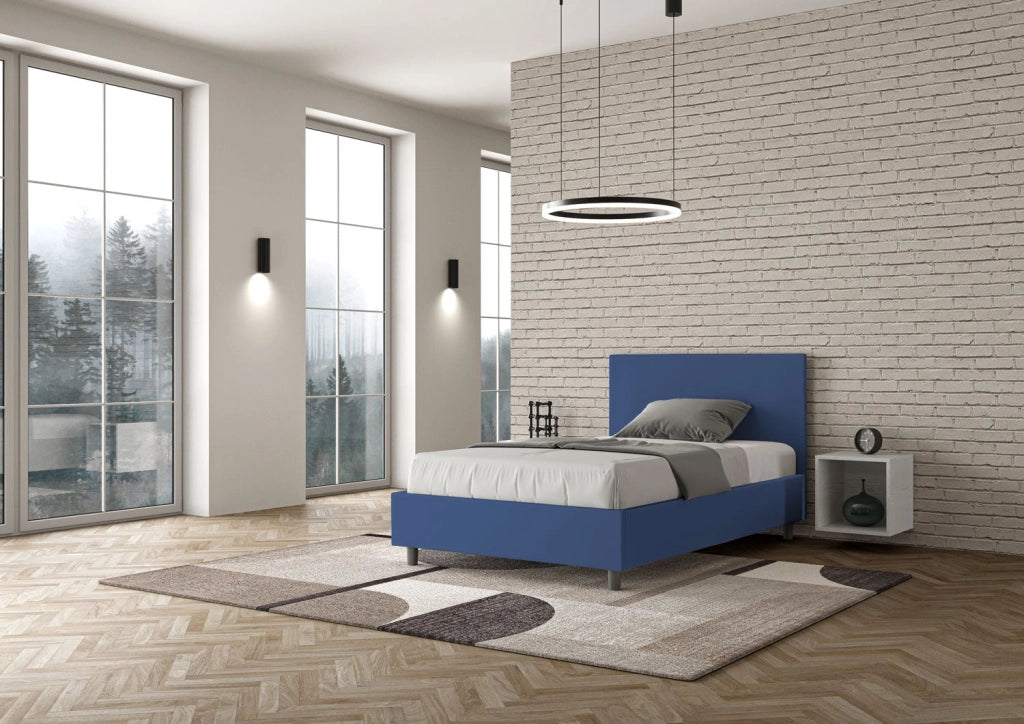 Letto una piazza e mezza senza rete imbottito 120x190 similpelle bianco Adele