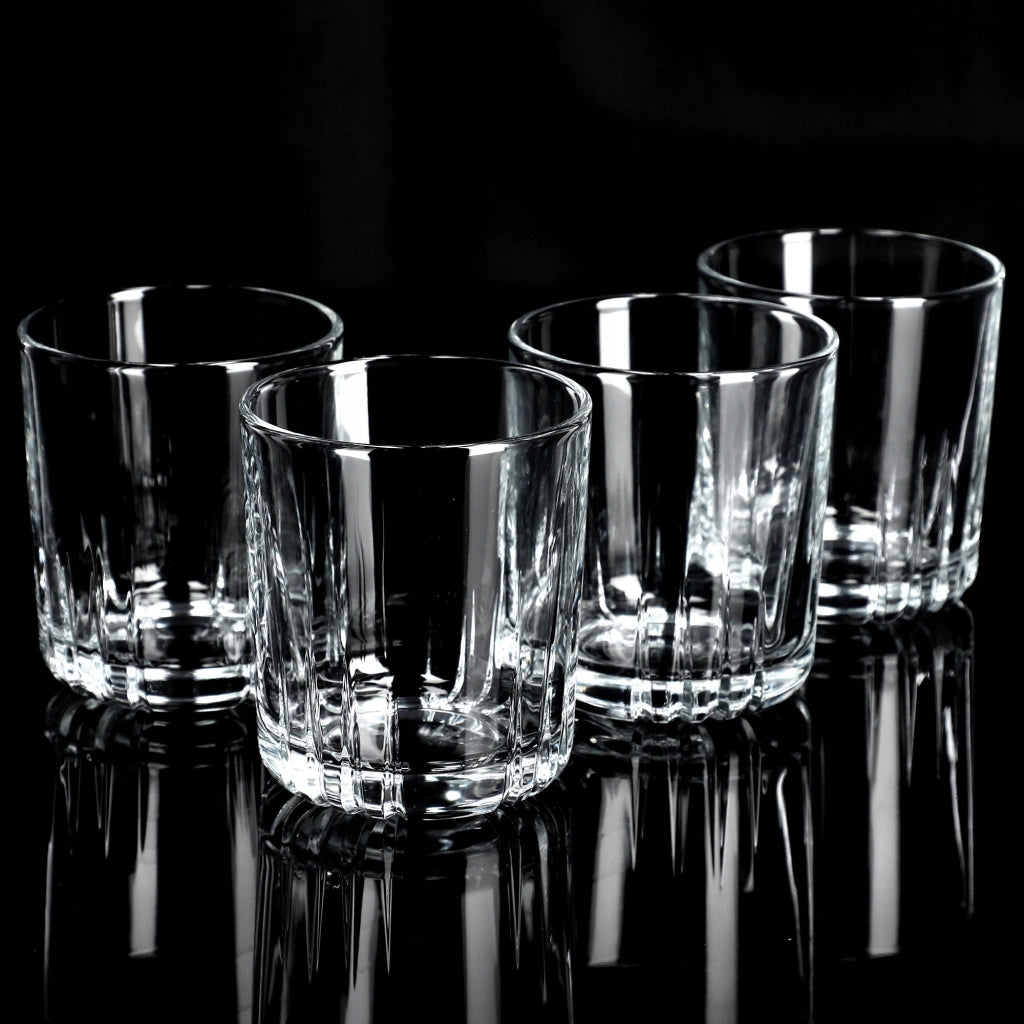 Set di 4 bicchieri KADAX per whisky, succhi di frutta e bevande, 280 ml, in vetro spesso.