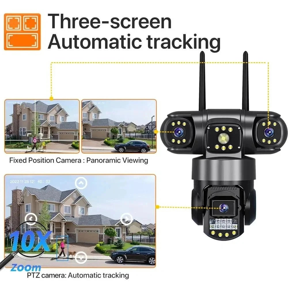 Trade Shop - Telecamera Di Sorveglianza Sicurezza Ip Ptz 4g 8k 12mp Tripla Lente Schermo Audio Q-g819 -