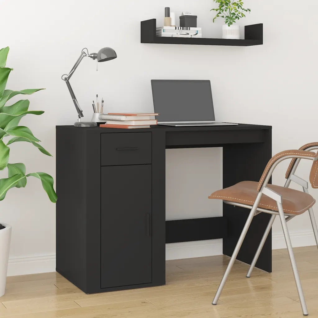 Scrivania | Tavolo da Ufficio Nero 100x49x75 cm in Legno Multistrato
