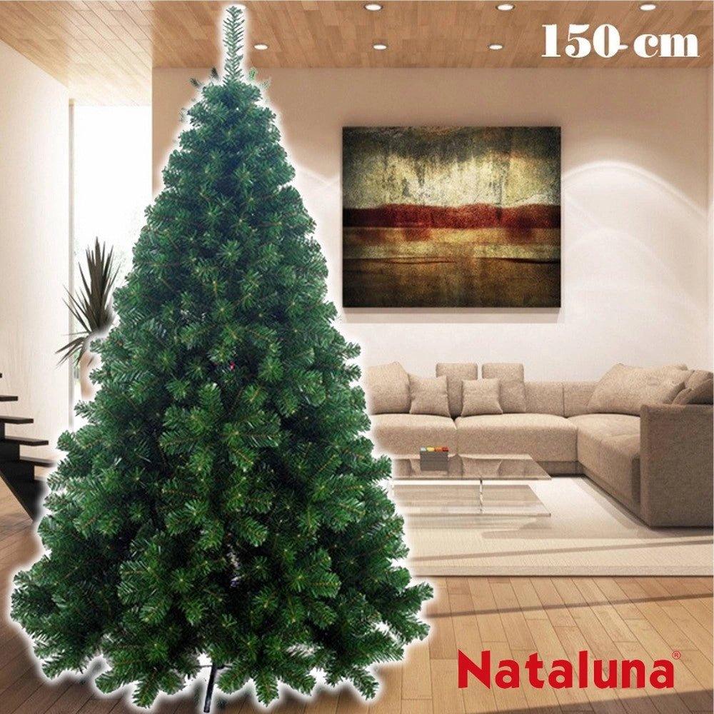 Trade Shop - Albero Di Natale 150cm Super Folto Nataluna Modello Aspen Con Base A Croce -
