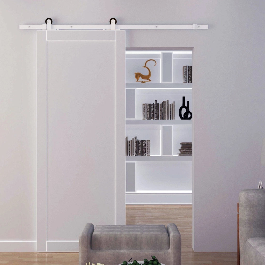 Kit binario per porta scorrevole stile fienile ¨C Xylo ¨C acciaio al carbonio bianco 183 cm