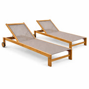 Set 2 Lettini Prendisole in Legno Teak con Ruote - JavaCol. Grey