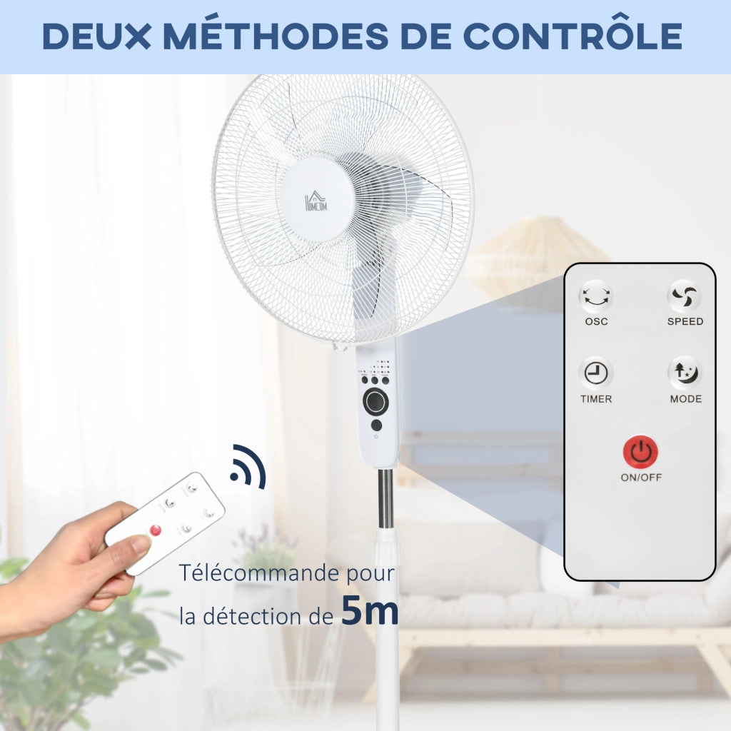 Ventilatore a piantana 45W ¨C zephmum ¨C regolabile 110-124cm, telecomando, 3 velocit¨¤, oscillazione, timer