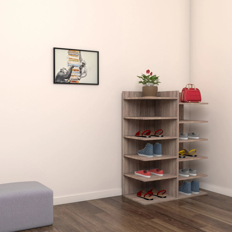 Legno Soft Scarpiera H80 L60 P30 cm Mobile Porta Scarpe Salvaspazio con Ripiani Interni Colore Noce