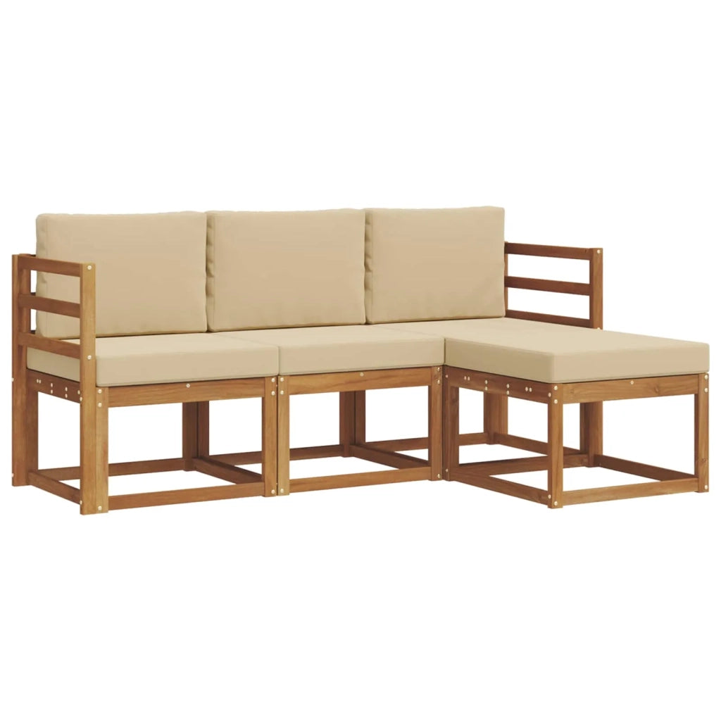 Set di divani da esterno con cuscino 4 pcs Naturale e Beige