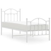 Letto singolo | Letto per adulti | Giroletto con Testiera e Pediera Metallo Bianco 75x190 cm