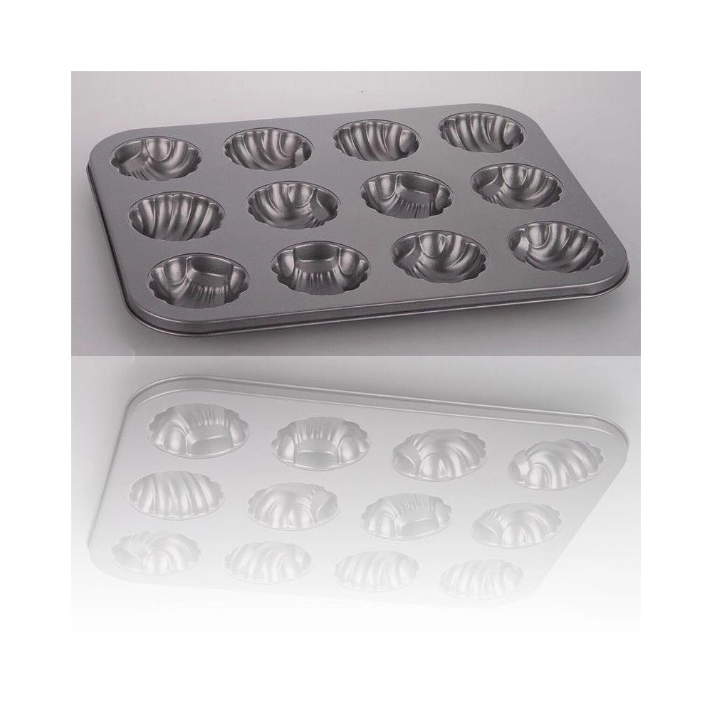 Trade Shop - Stampo Teglia Vassoio Antiaderente 12 Muffin Cupcake Dolci Conchiglie -