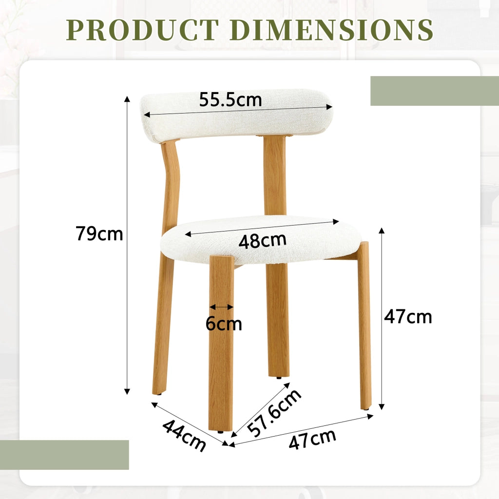Sedia da pranzo con schienale ergonomico e seduta imbottita in sherpa bianco