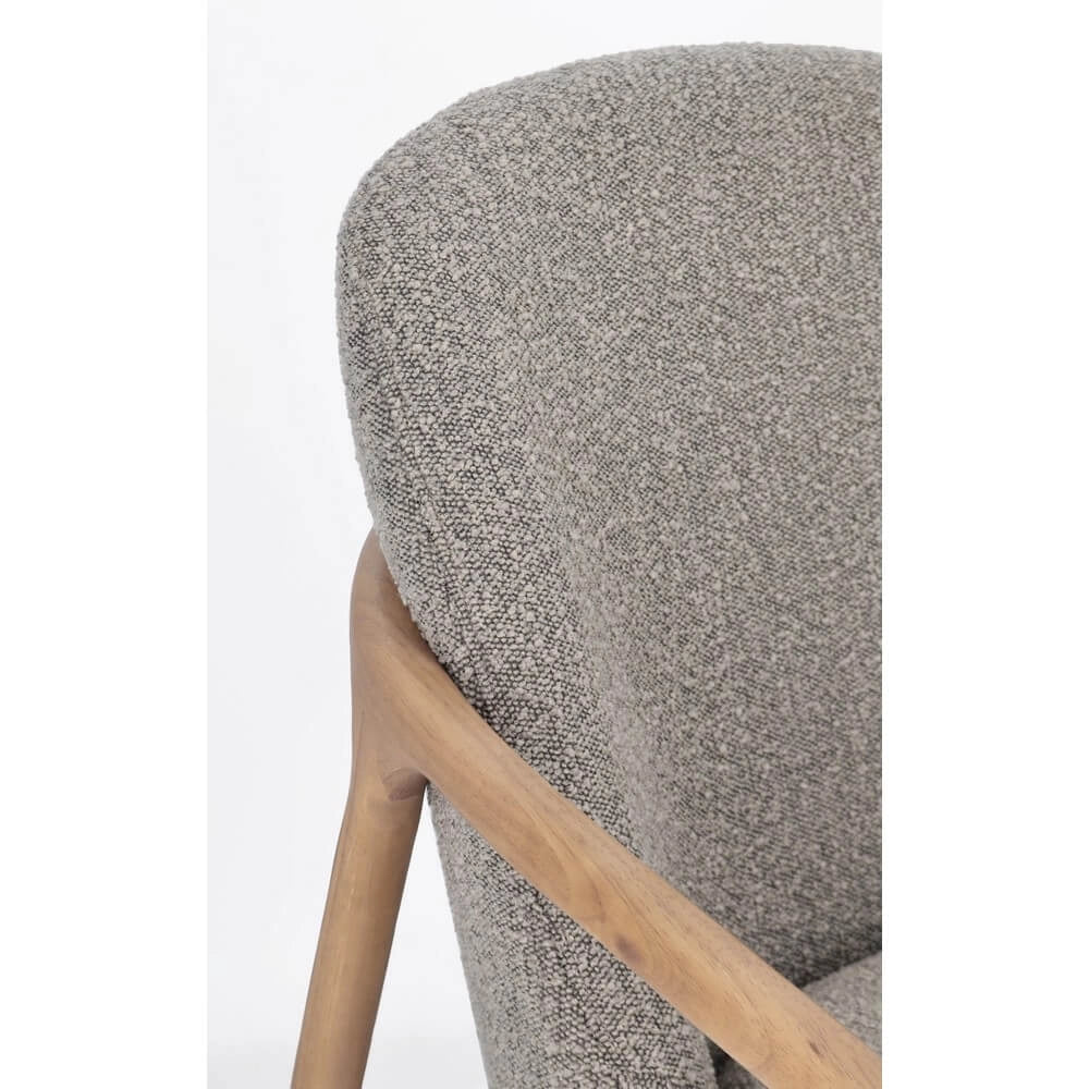 Poltrona con Braccioli in Tessuto Bouclé e Struttura in Legno - SERAPHINA