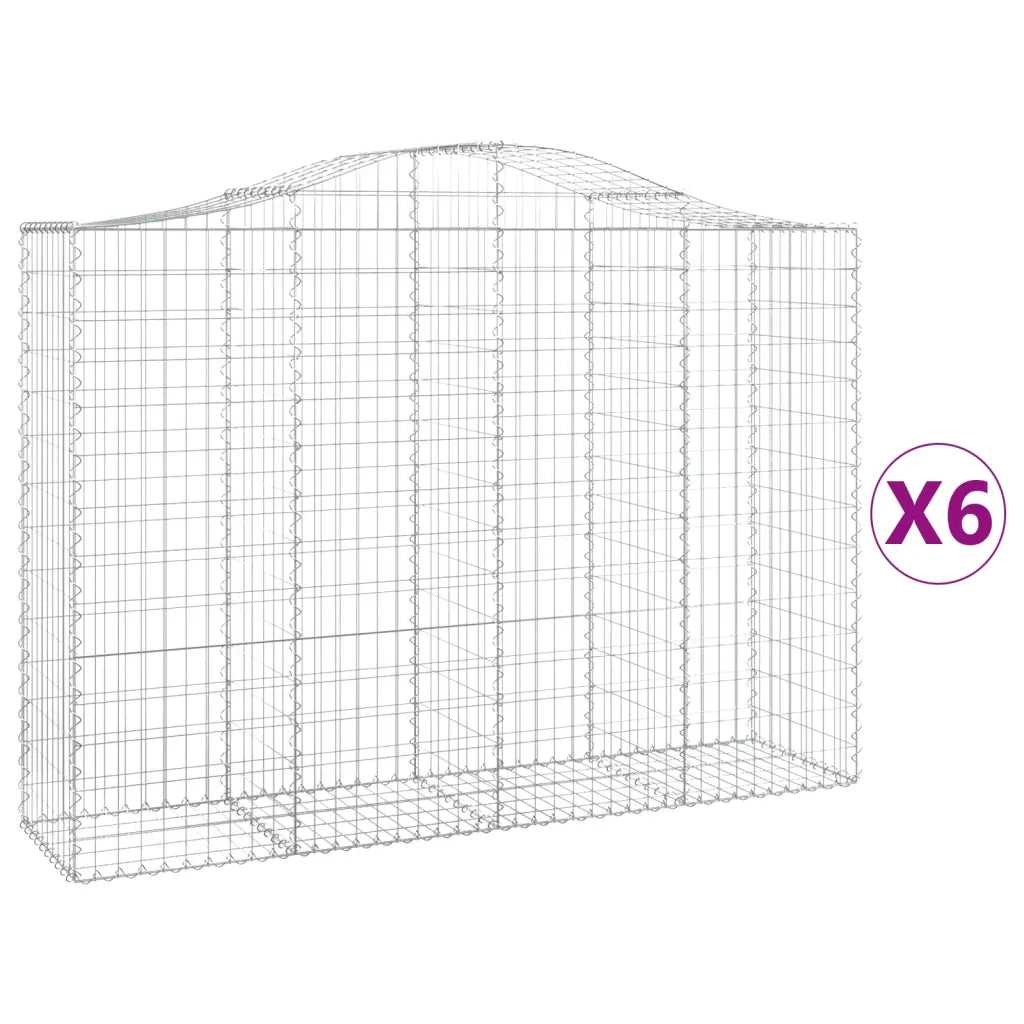 Cesti Gabbioni ad Arco 6 pz 200x50x140/160 cm Ferro Zincato 3145686