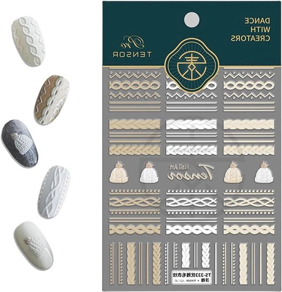 Kit di appunti per unghie per Natale con design di giacca invernale e adesivi 5D - Flessibile e riutilizzabile - Disegni unghie unici